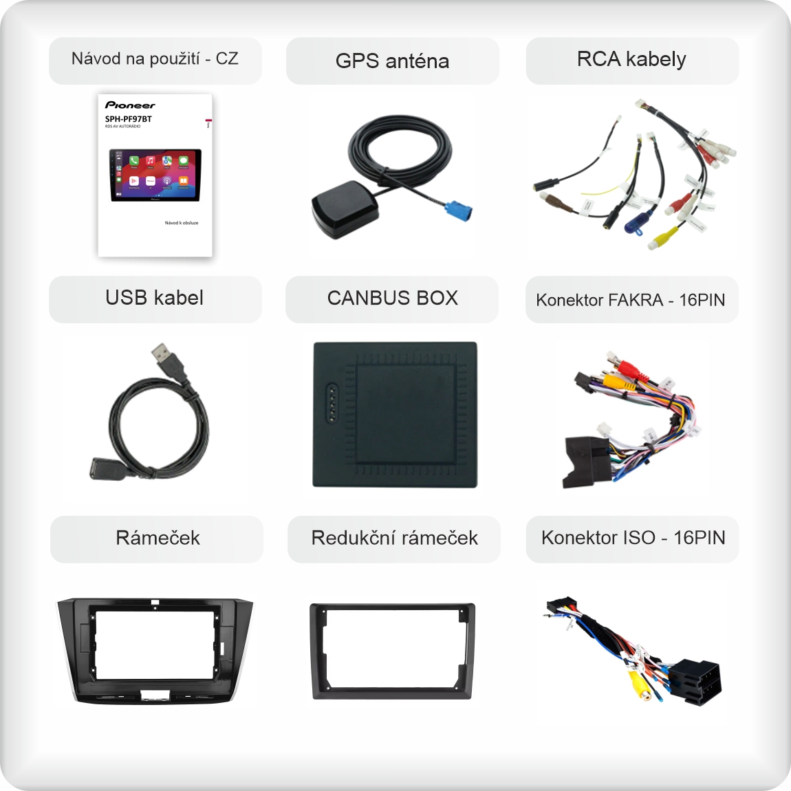 CZ příslušenství pro autorádio Pioneer SPH - PF97BT pro volkswagen passat b8 carplay a android auto evtech_cz